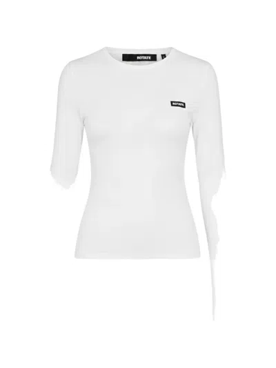 Rotate Birger Christensen Long Sleeve T-shirt Logo Bright White