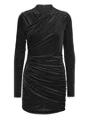 Rotate Birger Christensen Long-sleeve Velvet Mini Dress In Black