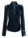 Rotate Birger Christensen Long-sleeve Velvet Shirt In Black