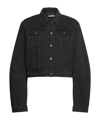 Rotate Birger Christensen Long-sleeved Denim Coat In Black