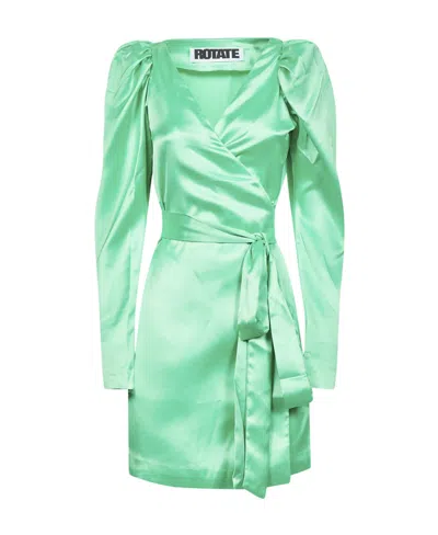 Rotate Birger Christensen Long Sleeved Dress In Green