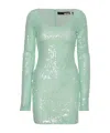 Rotate Birger Christensen Mini Green Dress With All-over Sequins In Green