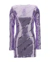 Rotate Birger Christensen Sequin Mini Dress Long Sleeves In Purple