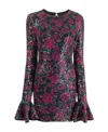 Rotate Birger Christensen Rosita Open-back Sequined Floral-print Chiffon Mini Dress In Red