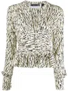 Rotate Birger Christensen 'tracy' Deep V-neck Print Blouse In Neutrals