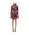 Rotate Birger Christensen Multicolor Mini Dress Velour Floral In Black