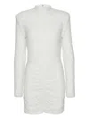 Rotate Birger Christensen Fitted Dress With High Neckline And Sequins In White
