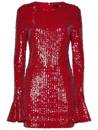 ROTATE BIRGER CHRISTENSEN ROTATE LONG-SLEEVED RED SEQUIN MINI DRESS