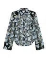 Rotate Birger Christensen Rotate Sheer Black Shirt With Intricate Floral Embroidery In Black