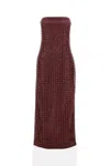 Rotate Birger Christensen Floor-length Burgundy Strapless Evening Dress With Sequined Detailing In Multi