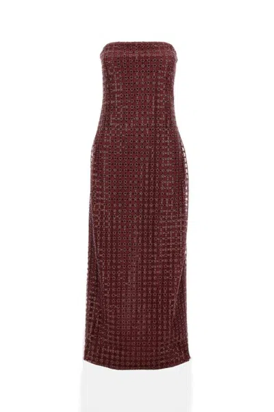 ROTATE BIRGER CHRISTENSEN LONG STRAPLESS SHEATH DRESS