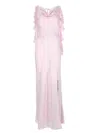 Rotate Birger Christensen Cowl Neck Floor Length Dress Side Slit In Pink