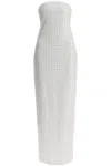 Rotate Birger Christensen Long White Cotton Bodycon Dress With Beads Strapless In White