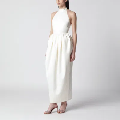 Rotate Birger Christensen Long White Dress With Balloon Skirt