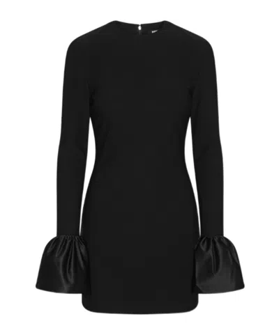 Rotate Birger Christensen Long-sleeve Fitted Mini Dress In Black