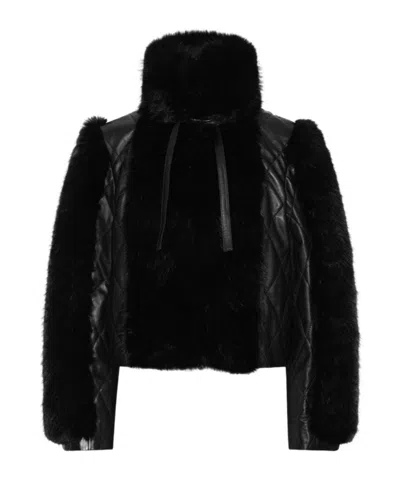 Rotate Birger Christensen Long-sleeve Leather Jacket In Black