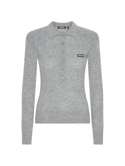 Rotate Birger Christensen Langärmeliges Poloshirt In Gray