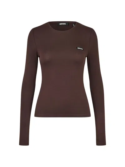 Rotate Birger Christensen Long-sleeve T-shirt Dark Brown In Purple