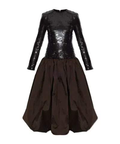 Rotate Birger Christensen Sequin-embellished Maxi Dress In Black