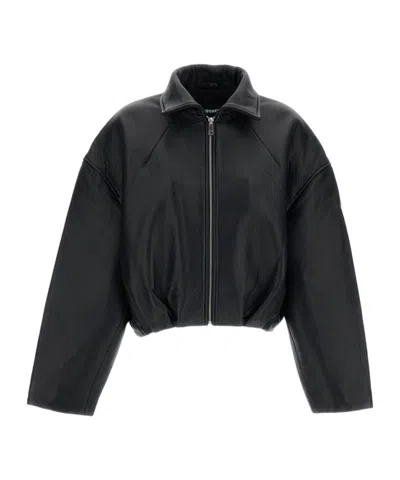 Rotate Birger Christensen Long-sleeved Leather Jacket In Black