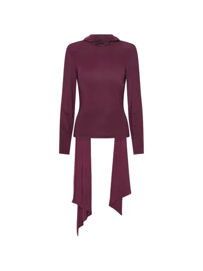 Rotate Birger Christensen Rotate Birgerchristensen Rotate Long-sleeved Scarf Top In Red