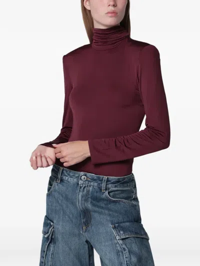 Rotate Birger Christensen Scarf-detail Cut-out Top In Purple