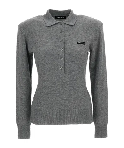 Rotate Birger Christensen Long-sleeved Sweater In Gray