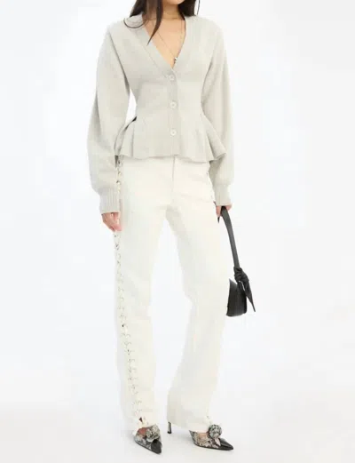 Rotate Birger Christensen Loose Fit Laced Jeans In Raw White Denim In Multi