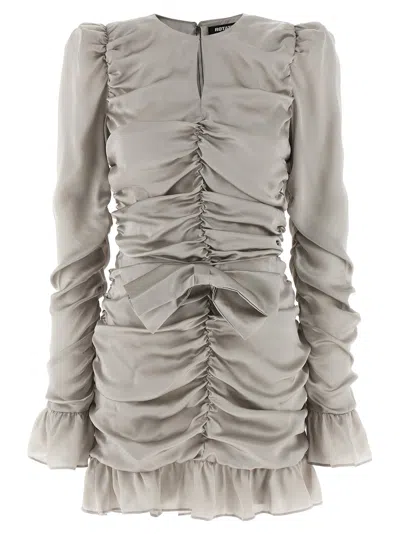 Rotate Birger Christensen Ls Mini Bow Dress In Beige