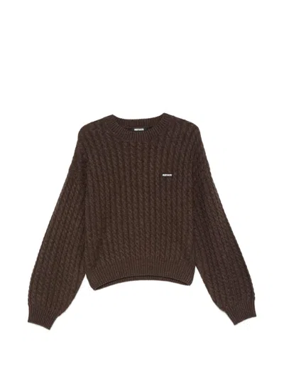 Rotate Birger Christensen Maglia Marrone In Lana E Cashmere Con Patch Logo Rotate In Brown