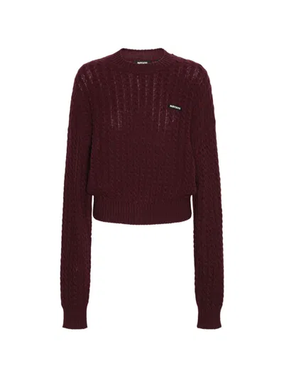 Rotate Birger Christensen Maglione Bordeaux Con Lavorazione A Trecce Rotate In Burgundy