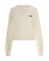 Rotate Birger Christensen Maglione Con Scollo A V Avorio In Neutral