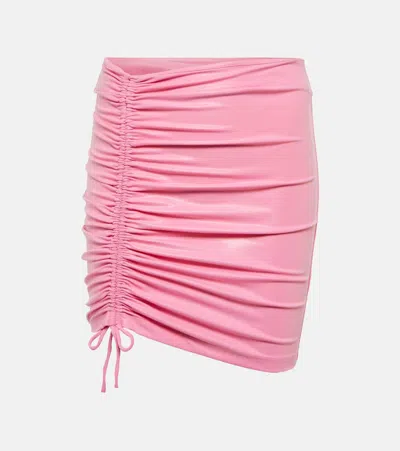 Rotate Birger Christensen Margaritta Ruched Miniskirt In Fuschia Pink