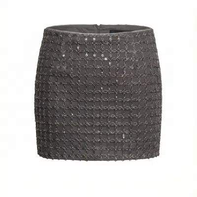 Rotate Birger Christensen Matilda Beaded Polyester Blend Mini Skirt In Gray