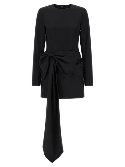 Rotate Birger Christensen Long-sleeves Bow Mini Dress In Black
