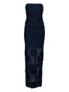 Rotate Birger Christensen Rotate Maxi Dress With Floral Embellishments And Mesh Panel In Blue