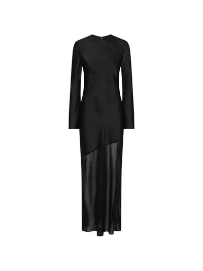 Rotate Birger Christensen Maxi Ls Slit Dress Black