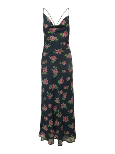 Rotate Birger Christensen Maxi Multicolor Dress With All-over Rose Print