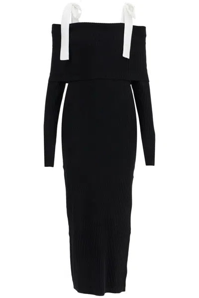 ROTATE BIRGER CHRISTENSEN MAXI OFF-SHOULDER DRESS WITH LONG SLEEVES