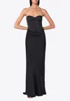 Rotate Birger Christensen Maxi Satin Dress With Corset In Black