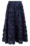 Rotate Birger Christensen Rotate Blue Skirt With All-over Embossed Rose Detailing In Blue