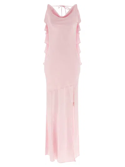 Rotate Birger Christensen Maxi Waterfall Dress In Pink