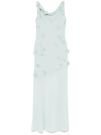 Rotate Birger Christensen Maxi Waterfall Dress In Water Green.