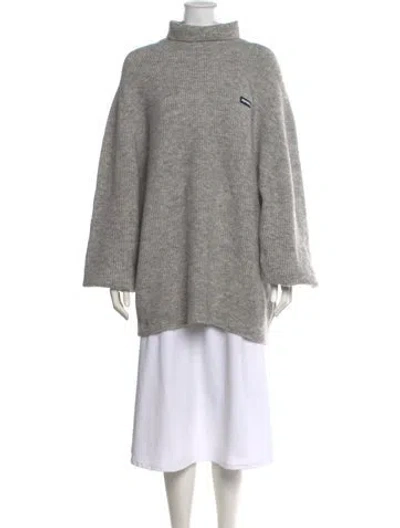 Pre-owned Rotate Birger Christensen Merino Wool Turtleneck Sweater In Gray
