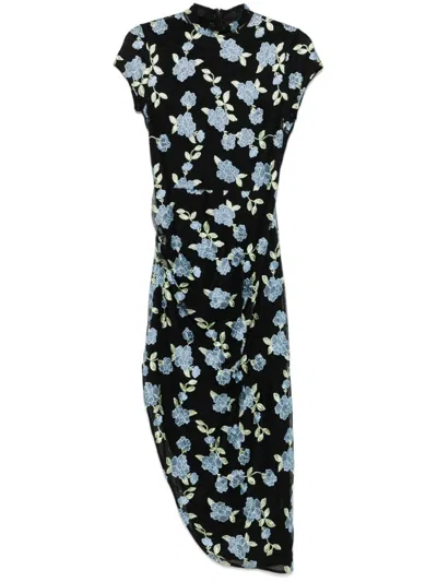 Rotate Birger Christensen Rotate Sunday Floral-embroidered Tulle Midi Dress In Black