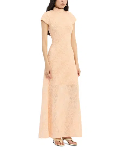 Rotate Birger Christensen Floral Embroidered Mesh Maxi Dress In Pink