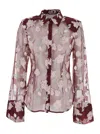 Rotate Birger Christensen Rotate Sheer Floral Embroidery Shirt With Classic Collar In Gray