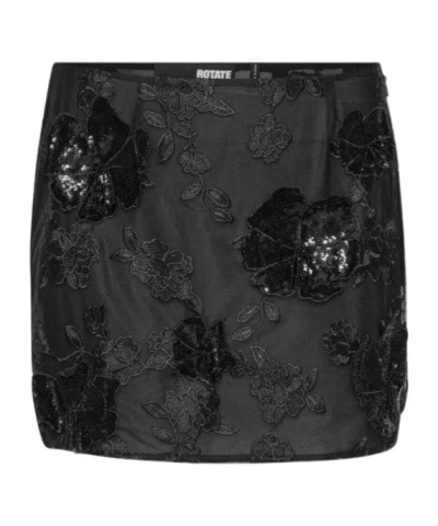 Rotate Birger Christensen Mesh Flower Mini Skirt In Black
