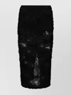 Rotate Birger Christensen Black Recycled Polyester Floral Mesh Pencil Skirt