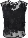 Rotate Birger Christensen Mesh Flower Top In Black